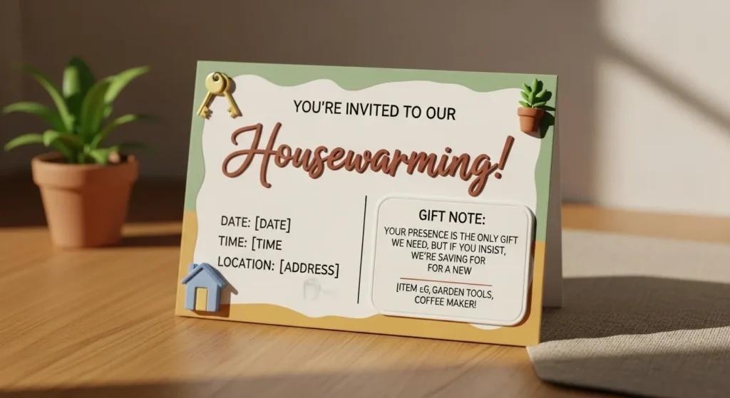 Housewarming Invitation Messages with Gift Note 