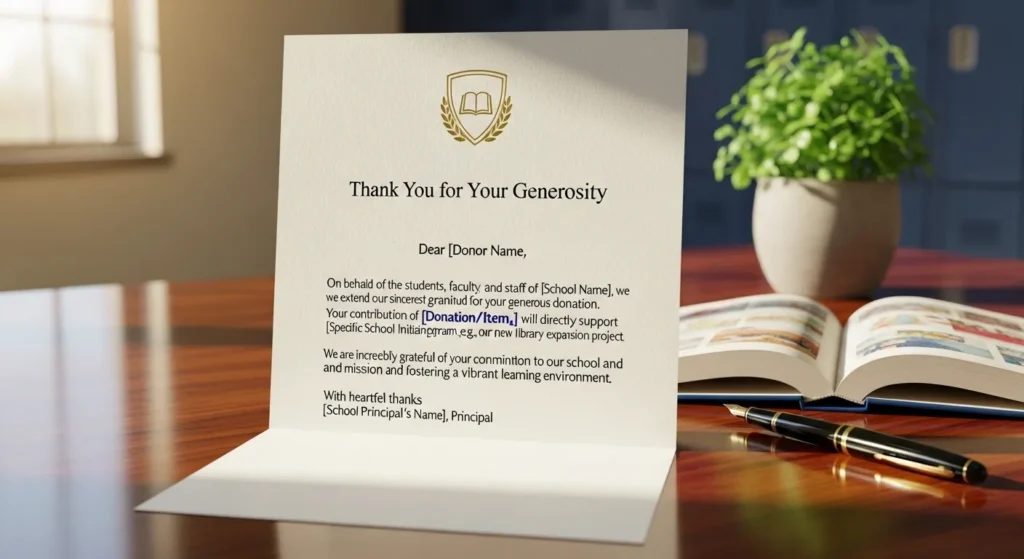 Thank You Letter for Donation to School