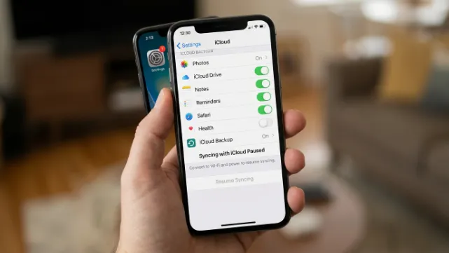 syncing with icloud paused how to unpause

